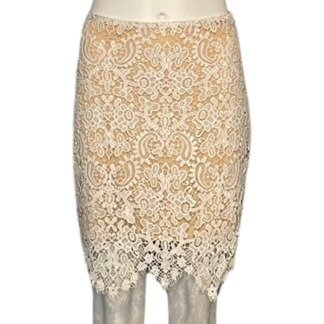 Falda Gracia Bordado Midi Blanco-Talla S