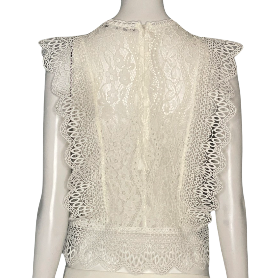 Top Zara Encaje Vuelos Blanco Talla XS The Preloved Shop