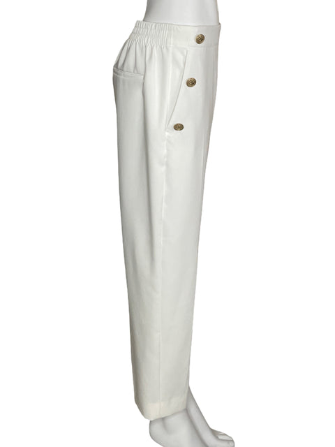 Pantalón Zara Straight High Rise Blanco-Talla L