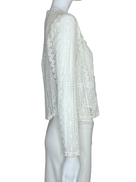 Blusa Zara Encajes Mangas Blanco-Talla S
