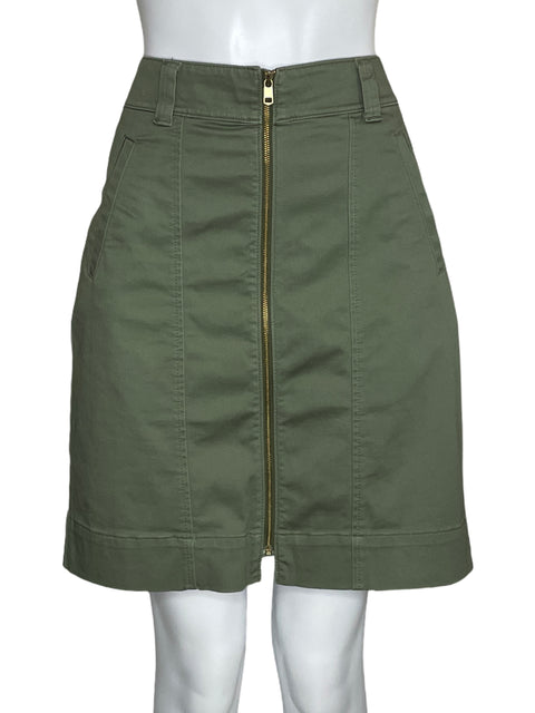 Falda Tommy Hilfiger Midi Cremallera Verde-Talla 6