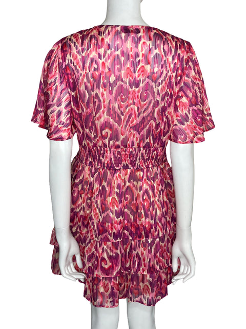 Vestido Zara Mini Print Vuelos Rosado-Talla XL