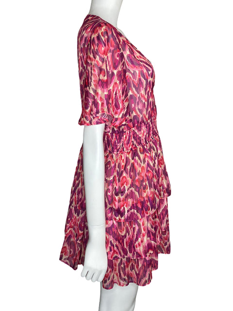 Vestido Zara Mini Print Vuelos Rosado-Talla XL