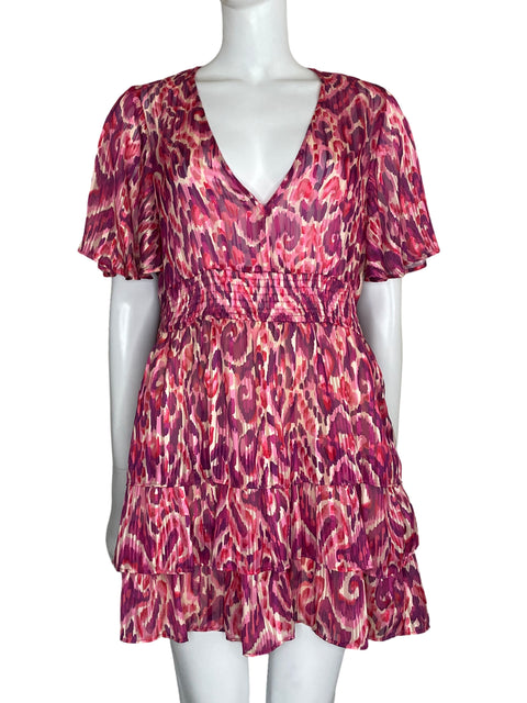 Vestido Zara Mini Print Vuelos Rosado-Talla XL
