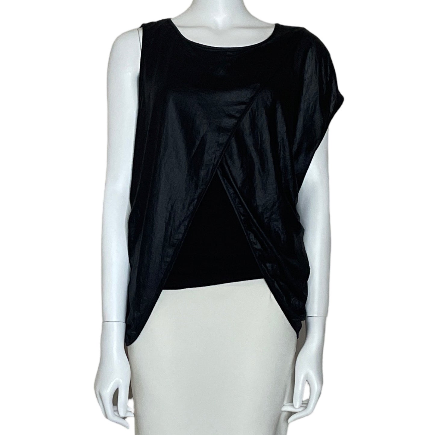 Blusa BCBGMaxazria Asimetrico Negro-Talla XS