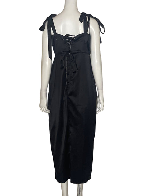 Vestido Michele Laperle Satinado Negro-Talla 10