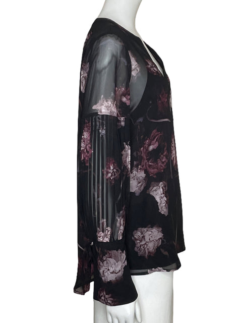 Blusa Vera Wang Simply Vera Mangas Plisadas Negro-Talla S