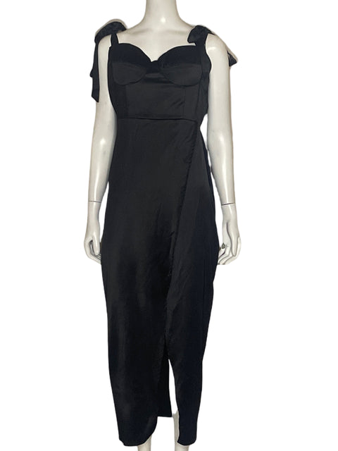 Vestido Michele Laperle Satinado Negro-Talla 10