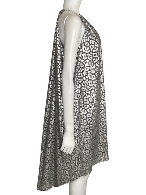 Vestido Michael Kors Animal Print Sin Mangas Plateado-Talla M