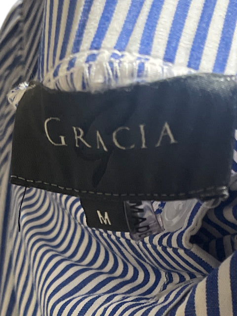 Vestido Gracia Rayas Off Shoulder Azul-Talla M