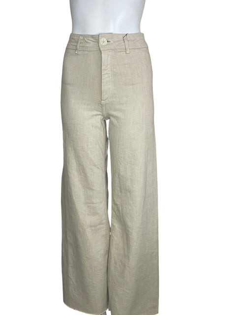Pantalón Zara Corte Recto Beige-Talla S