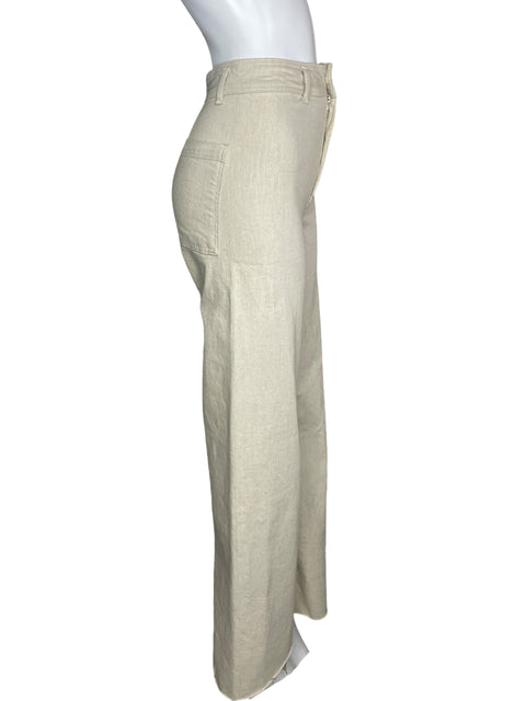 Pantalón Zara Corte Recto Beige-Talla S