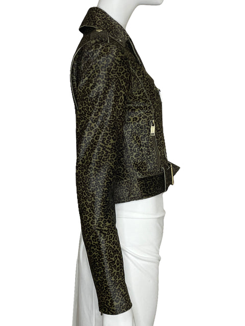 Chaqueta Michael Kors Motoquera Leopardo-Talla XXS
