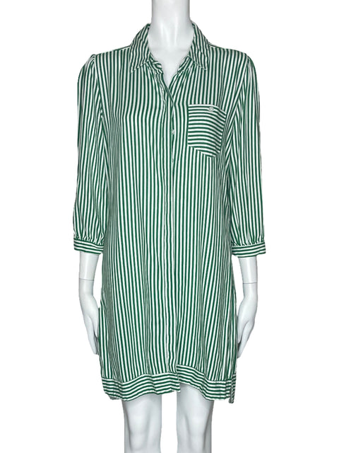 Vestido Unipunto Camisero Raya Verde-Talla 8