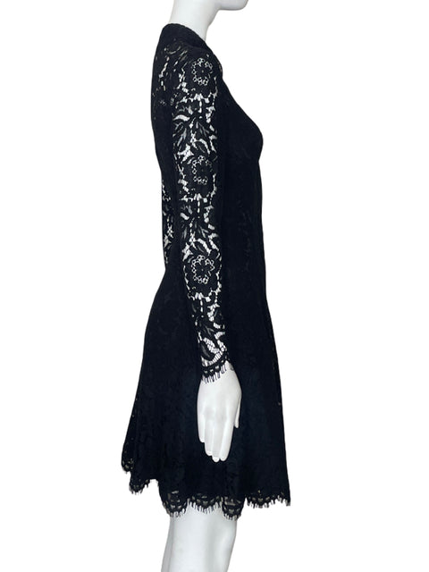 Vestido Whistles Encaje Negro - Talla XS