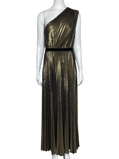 Vestido BCBG Plisado Metálico Dorado-Talla S