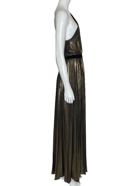 Vestido BCBG Plisado Metálico Dorado-Talla S