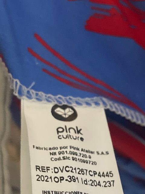 Vestido Pink Culture Estampado Azul-Talla S