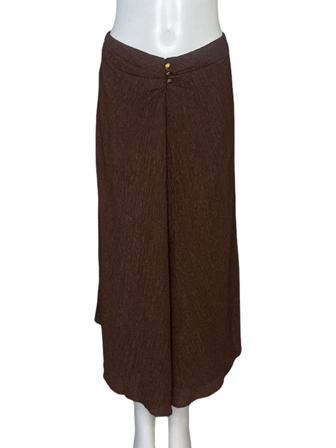 Falda Donna Karan Midi Drapeado Marrón - Talla L