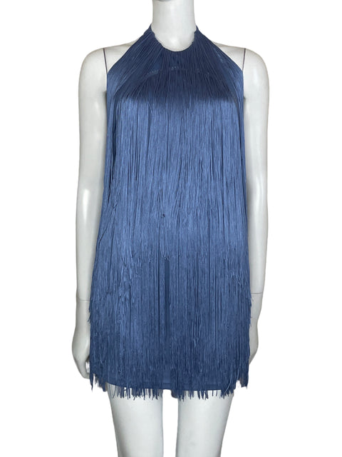 Vestido Tesoro TPS Halter Flecos Azul-Talla S