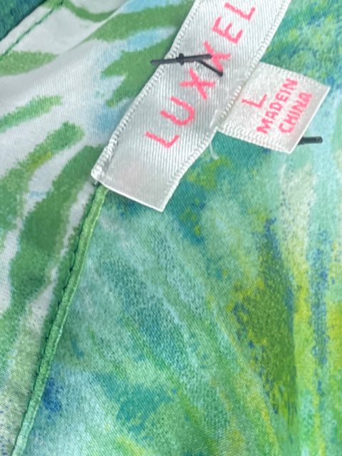 Vestido Luxxel Drapeado Estampado Verde - Talla L