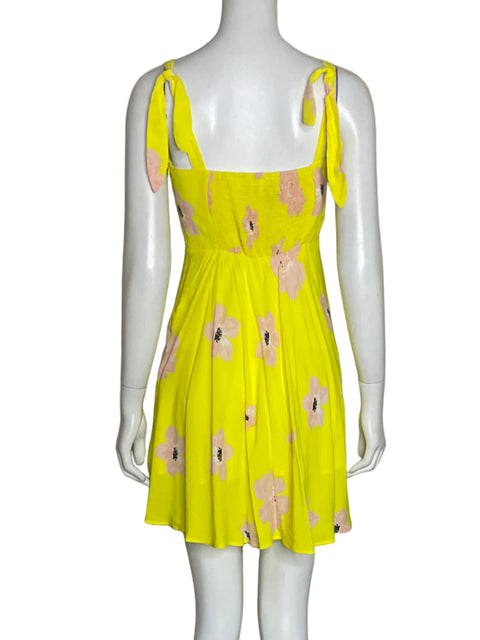 Vestido Zara Floral Mini Amarillo-Talla S