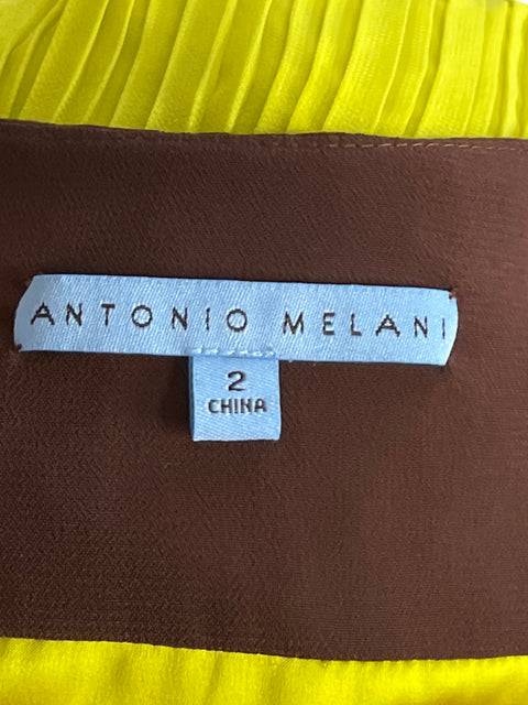 Vestido Antonio Melani Plisado Bicolor Verde-Talla 2