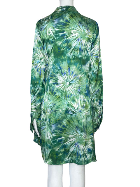 Vestido Luxxel Drapeado Estampado Verde - Talla L