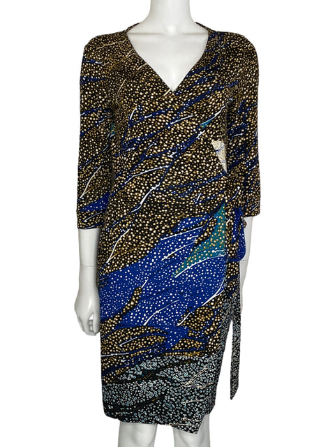 Vestido Diane Von Furstenberg Crossbody Abstracto Negro-Talla S