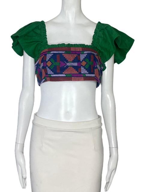 Top Farm Rio Mangas Puff Verde - Talla M