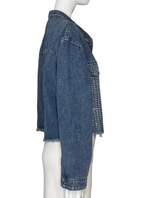 Chaqueta One Republic Tachas Brillante Azul - Talla XL