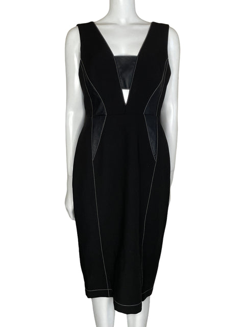 Vestido BCBG Midi Escote V Negro-Talla 08