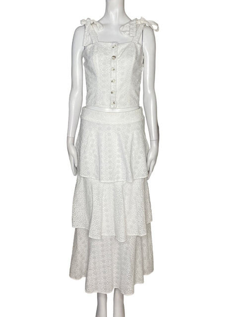 Set La Chocole Top + Falda Blanco - Talla S