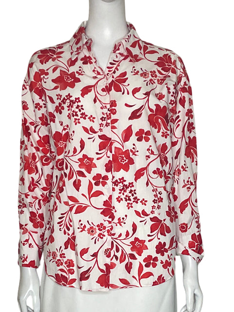 Camisa Zara Floral Rojo-Talla S
