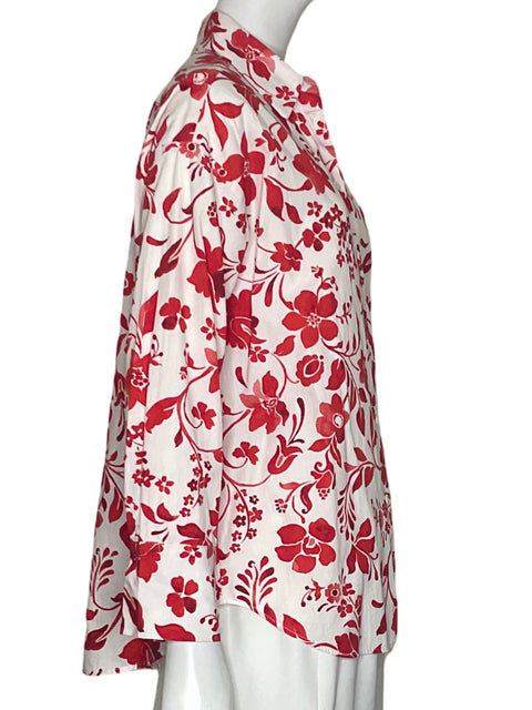 Camisa Zara Floral Rojo-Talla S