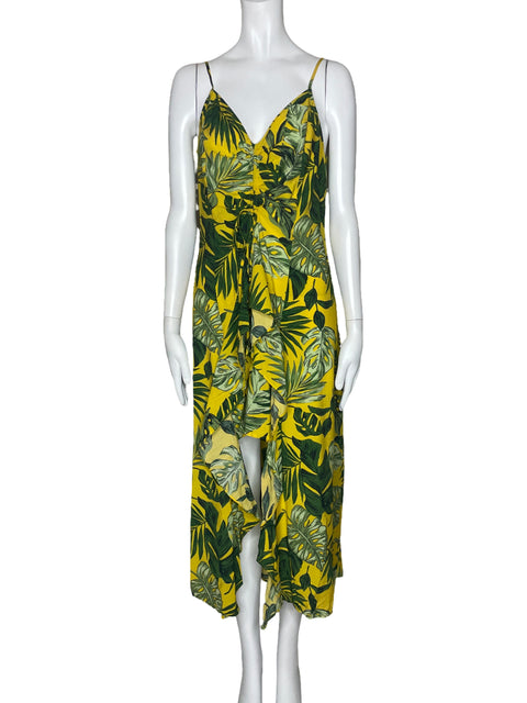 Vestido Moon River Estampado Tiras Amarillo-Talla L