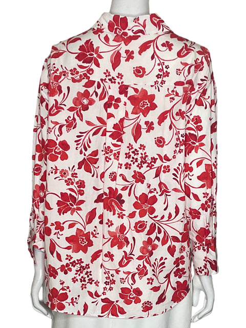 Camisa Zara Floral Rojo-Talla S