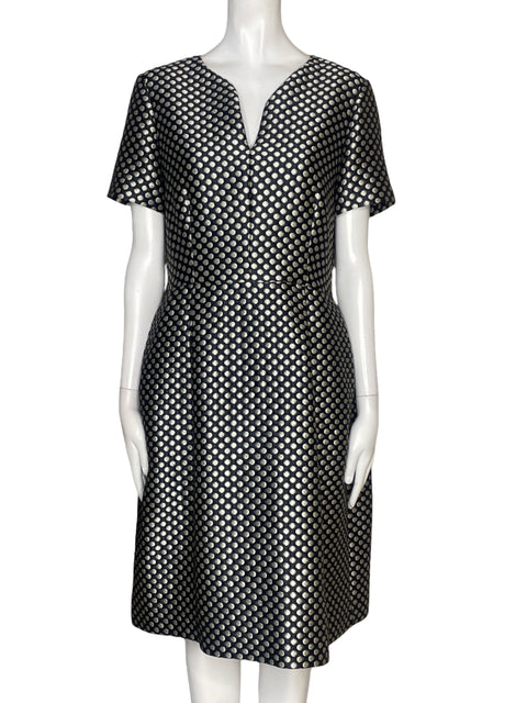 Vestido Carolina Herrera Estampado Lunares Azul - Talla 8