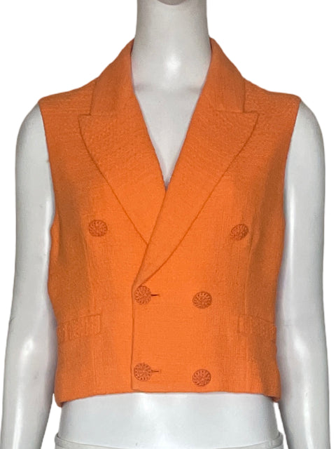 Chaleco Zara Tweed Naranja-Talla S