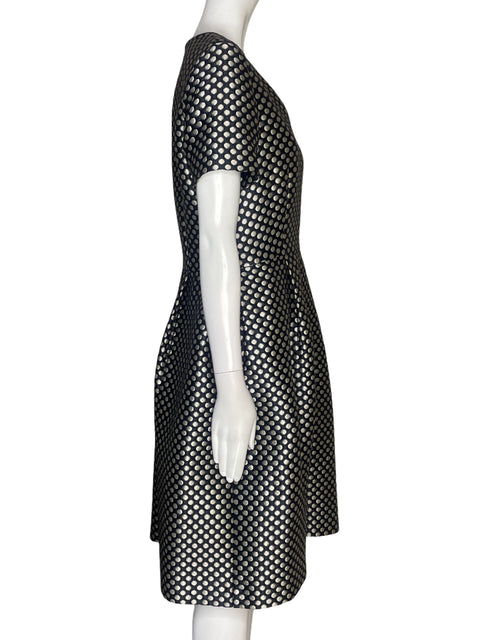 Vestido Carolina Herrera Estampado Lunares Azul - Talla 8