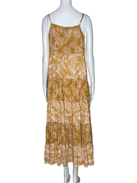 Vestido Jessica Simpson Tiras Hojas Amarillo-Talla M
