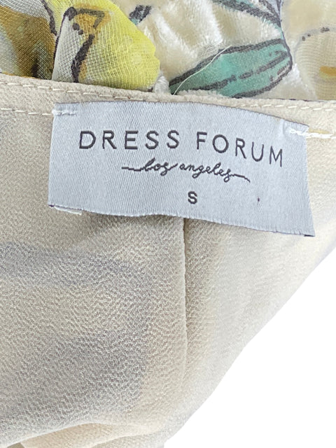 Vestido Dress Forum Aterciopelado Floral Beige-Talla S