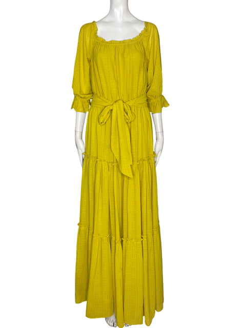 Vestido Amissima Maxi Vuelos Amarillo - Talla S