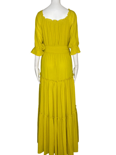 Vestido Amissima Maxi Vuelos Amarillo - Talla S