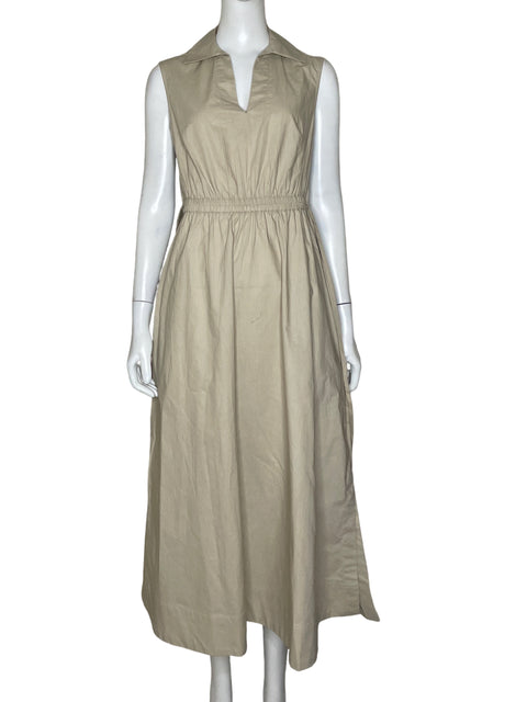 Vestido Calvin Klein Midi Camisero Beige-Talla 2