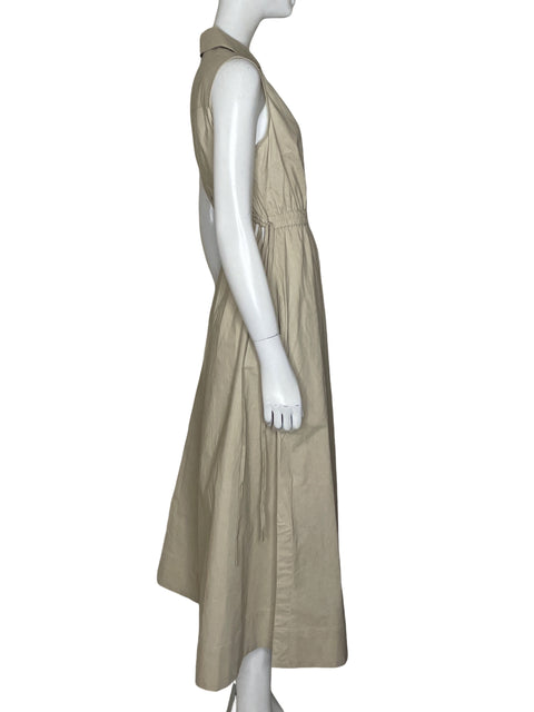 Vestido Calvin Klein Midi Camisero Beige-Talla 2