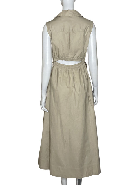 Vestido Calvin Klein Midi Camisero Beige-Talla 2