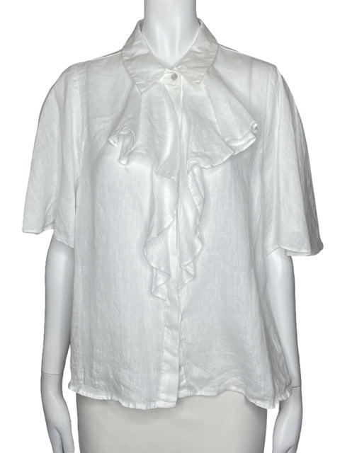 Blusa Zara Vuelo Botones Blanco-Talla L