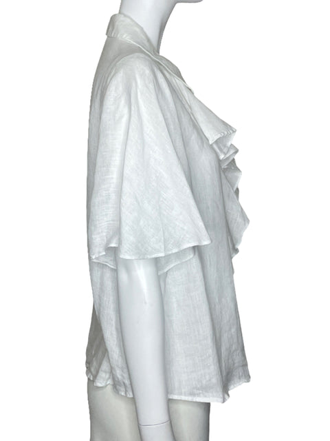 Blusa Zara Vuelo Botones Blanco-Talla L