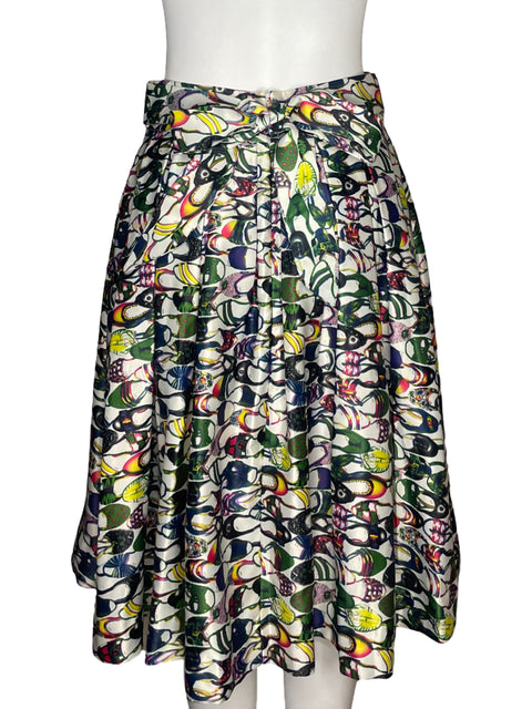 Falda Gracia Midi Dibujos Animados Blanco - Talla S